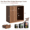 39.4" Mini Fridge Cabinet with Power Outlet,Fluted Coffee Bar Cabinet with Mini Fridge Space,Buffet Sideboard with Drawers,Brown