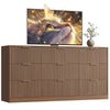 63" W Fluted 9 Drawer Dresser for Adult,Wooden Bedroom Dresser,Dresser TV Stand up to 70" for Living Room,Oak