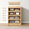4 Drawers Dresser for Bedroom, 40" Tall Chest of Drawers with Curved Profile Design, Mid Century Fluted Storage Dressers Organizer,Natural