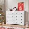 55.1" Wide Dresser for Bedroom, 10 Drawer Dresser with Large Drawers, Dresser for TVs Up to 65",White