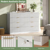 55.1" W Fluted 8 Drawer Dresser for Adult,Wooden Bedroom Dresser,Dresser TV Stand up to 65" for Living Room,White