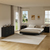 4-Piece Bedroom Set for Adult, Fluted King Floating LED Bed Frame with 2 Nightstands and Fluted 9 Drawer Dressers,Black King,9+6 Drawers