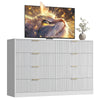 55.1" W Fluted 8 Drawer Dresser for Adult,Wooden Bedroom Dresser,Dresser TV Stand up to 65" for Living Room,White