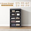 5 Drawers Dresser for Bedroom, 48.4" Tall Chest of Drawers with Curved Profile Design, Mid Century Fluted Storage Dressers Organizer,Black