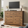 55.1" Wide Dresser for Bedroom, 9 Drawer Dresser with Large Drawers, Dresser for TVs Up to 65",Brown