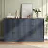 55.1" W Fluted 6 Drawer Dresser for Adult,Wooden Bedroom Dresser,Dresser TV Stand up to 65" for Living Room,Blue