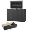 55.1" W Fluted 8 Drawer Dresser for Adult,Wooden Bedroom Dresser,Dresser TV Stand up to 65" for Living Room,Black