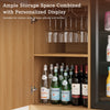 39.4" Mini Fridge Cabinet with Power Outlet,Fluted Coffee Bar Cabinet with Mini Fridge Space,Buffet Sideboard with Drawers,Natural