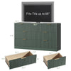 55.1" W Fluted 7 Drawer Dresser for Adult,Wooden Bedroom Dresser,Dresser TV Stand up to 65" for Living Room,Green