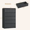 5 Drawers Dresser for Bedroom, 48.4" Tall Chest of Drawers with Curved Profile Design, Mid Century Fluted Storage Dressers Organizer,Black