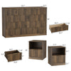 3-Piece Modern Bedroom Set - 8 Drawer Wide Dresser & Nightstands Set of 2 with Fluted Design, Anti-Tip Safety Brown Natural Wood Storage Furniture for Bedroom,Hallway 8+2,Brown