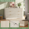 55.1" W Fluted 7 Drawer Dresser for Adult,Wooden Bedroom Dresser,Dresser TV Stand up to 65" for Living Room,Beige