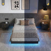 Queen Bed Frame with RGB LED Lights,Floating Bed with Fluted Design;Heavy Duty Steel, Modern Metal Queen Size Bed,Black