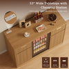 53" Mini Fridge Cabinet with Power Outlet,Fluted Coffee Bar Cabinet with Mini Fridge Space,Buffet Sideboard with Drawers,Natural