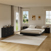 4-Piece Bedroom Set for Adult, Fluted King Floating LED Bed Frame with 2 Nightstands and Fluted 9 Drawer Dressers,Black King,9+4 Drawers