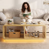 Coffee Table with LED Lights, 47.2" W TV Stand Center Table with 2-Tiers for Living Room,Natural