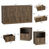 3-Piece Modern Bedroom Set - 7 Drawer Wide Dresser & Nightstands Set of 2 with Fluted Design, Anti-Tip Safety Brown Natural Wood Storage Furniture for Bedroom,Hallway 7+2,Brown