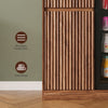 39.4" Mini Fridge Cabinet with Power Outlet,Fluted Coffee Bar Cabinet with Mini Fridge Space,Buffet Sideboard with Drawers,Brown