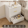 4-Piece Bedroom Set for Adult, Fluted Queen Floating LED Bed Frame with 2 Nightstands and Fluted 6 Drawer Dressers,White Queen,6+6 Drawers