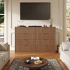 55.1" W Fluted 8 Drawer Dresser for Adult,Wooden Bedroom Dresser,Dresser TV Stand up to 65" for Living Room,Oak