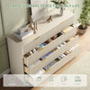 55.1" W Fluted 8 Drawer Dresser for Adult,Wooden Bedroom Dresser,Dresser TV Stand up to 65" for Living Room,Beige