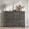 Rustic 8-Drawer Wood Dresser, Large Storage Chest Organizer with Metal Handles for Bedroom, Living Room, Farmhouse Style Furniture,Gray