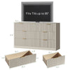 55.1" W Fluted 7 Drawer Dresser for Adult,Wooden Bedroom Dresser,Dresser TV Stand up to 65" for Living Room,Beige
