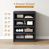 4 Drawers Dresser for Bedroom, 40" Tall Chest of Drawers with Curved Profile Design, Mid Century Fluted Storage Dressers Organizer,Black