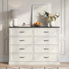 Rustic 8-Drawer Wood Dresser, Large Storage Chest Organizer with Metal Handles for Bedroom, Living Room, Farmhouse Style Furniture,White