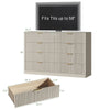 55.1" W Fluted 8 Drawer Dresser for Adult,Wooden Bedroom Dresser,Dresser TV Stand up to 65" for Living Room,Beige