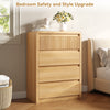 4 Drawers Dresser for Bedroom, 40" Tall Chest of Drawers with Curved Profile Design, Mid Century Fluted Storage Dressers Organizer,Natural