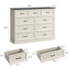 Rustic 9-Drawer Wood Dresser, Large Storage Chest Organizer with Metal Handles for Bedroom, Living Room, Farmhouse Style Furniture,White
