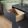 55.1" W Fluted 7 Drawer Dresser for Adult,Wooden Bedroom Dresser,Dresser TV Stand up to 65" for Living Room,Blue