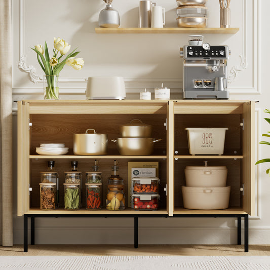 47.2" Wide Kitchen Sideboard,Buffet Cabinet with Adjustable Shelf and 2 Doors,Coffee Bar Cabinet for kitchen,Living Room,Bedroom,Natural Oak