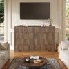 55.1" W Fluted 8 Drawer Dresser for Adult,Wooden Bedroom Dresser,Dresser TV Stand up to 65" for Living Room,Brown