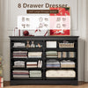 55.1" Wide Dresser for Bedroom, 8 Drawer Dresser with Large Drawers, Dresser for TVs Up to 65",Black