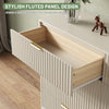 55.1" W Fluted 8 Drawer Dresser for Adult,Wooden Bedroom Dresser,Dresser TV Stand up to 65" for Living Room,Beige