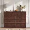 Rustic 9-Drawer Wood Dresser, Large Storage Chest Organizer with Metal Handles for Bedroom, Living Room, Farmhouse Style Furniture,Brown
