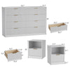 3-Piece Modern Bedroom Set - 8 Drawer Wide Dresser & Nightstands Set of 2 with Fluted Design, Anti-Tip Safety White Natural Wood Storage Furniture for Bedroom,Hallway 8+2,White