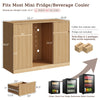 53" Mini Fridge Cabinet with Power Outlet,Fluted Coffee Bar Cabinet with Mini Fridge Space,Buffet Sideboard with Drawers,Natural