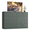 55.1" W Fluted 8 Drawer Dresser for Adult,Wooden Bedroom Dresser,Dresser TV Stand up to 65" for Living Room,Green