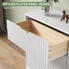 55.1" W Fluted 6 Drawer Dresser for Adult,Wooden Bedroom Dresser,Dresser TV Stand up to 65" for Living Room,White