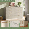 55.1" W Fluted 8 Drawer Dresser for Adult,Wooden Bedroom Dresser,Dresser TV Stand up to 65" for Living Room,Beige