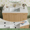 48" Fluted Bathroom Vanity Cabinet with 4 Drawers,Bathroom Vanity with Sink and Soft-Close Doors,Freestanding Bathroom Sink Cabinet,OAK