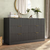 55.1" W Fluted 7 Drawer Dresser for Adult,Wooden Bedroom Dresser,Dresser TV Stand up to 65" for Living Room,Black