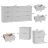 3-Piece Modern Bedroom Set - 9 Drawer Wide Dresser & Nightstands Set of 2 with Fluted Design, Anti-Tip Safety White Natural Wood Storage Furniture for Bedroom,Hallway 9+4,White