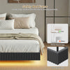King Bed Frame with RGB LED Lights,Floating Bed with Fluted Design;Heavy Duty Steel, Modern Metal Bed Frame,Black