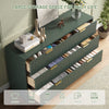 55.1" W Fluted 6 Drawer Dresser for Adult,Wooden Bedroom Dresser,Dresser TV Stand up to 65" for Living Room,Green