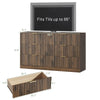 55.1" W Fluted 6 Drawer Dresser for Adult,Wooden Bedroom Dresser,Dresser TV Stand up to 65" for Living Room,Brown