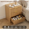 4-Piece Bedroom Set for Adult, Fluted King Floating LED Bed Frame with 2 Nightstands and Fluted 9 Drawer Dressers,Light Walnut King,9+6 Drawers